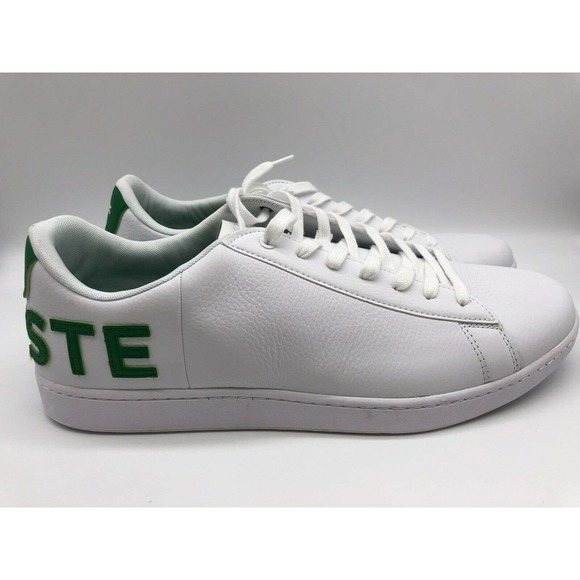 Lacoste Men's Carnaby Evo 120 7 US SMA White Green Sneakers Size 13